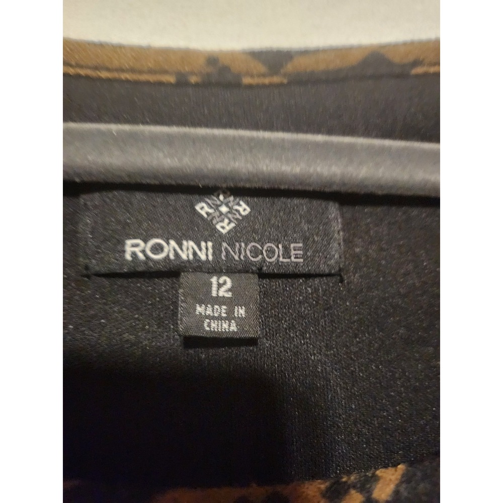 Ronni Nicole,Elegant Hounds Tooth,Brown Dress,Diamond ,Sz 12, Longsleeve Sweater - Picture 5 of 16